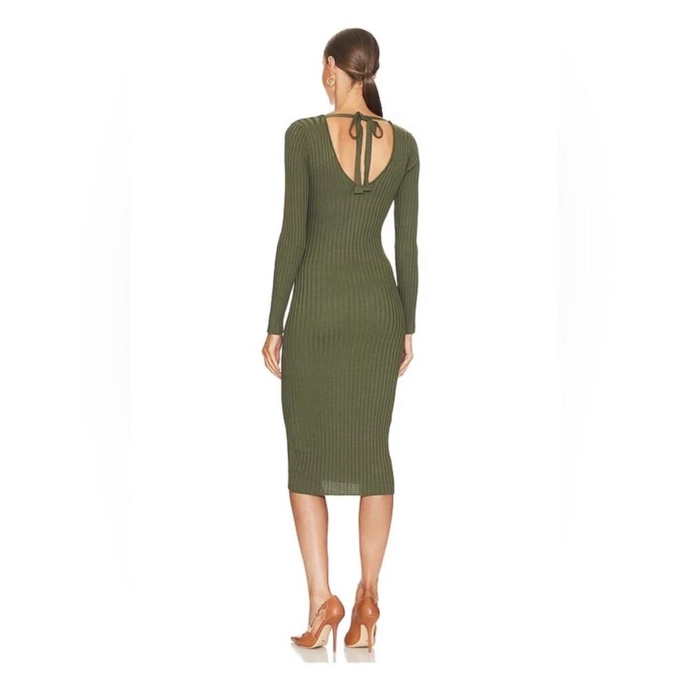 Revolve NBD Bekah Green Ribbed Midi Dress Size Small Bodycon Stretch Knit - Picture 12 of 12